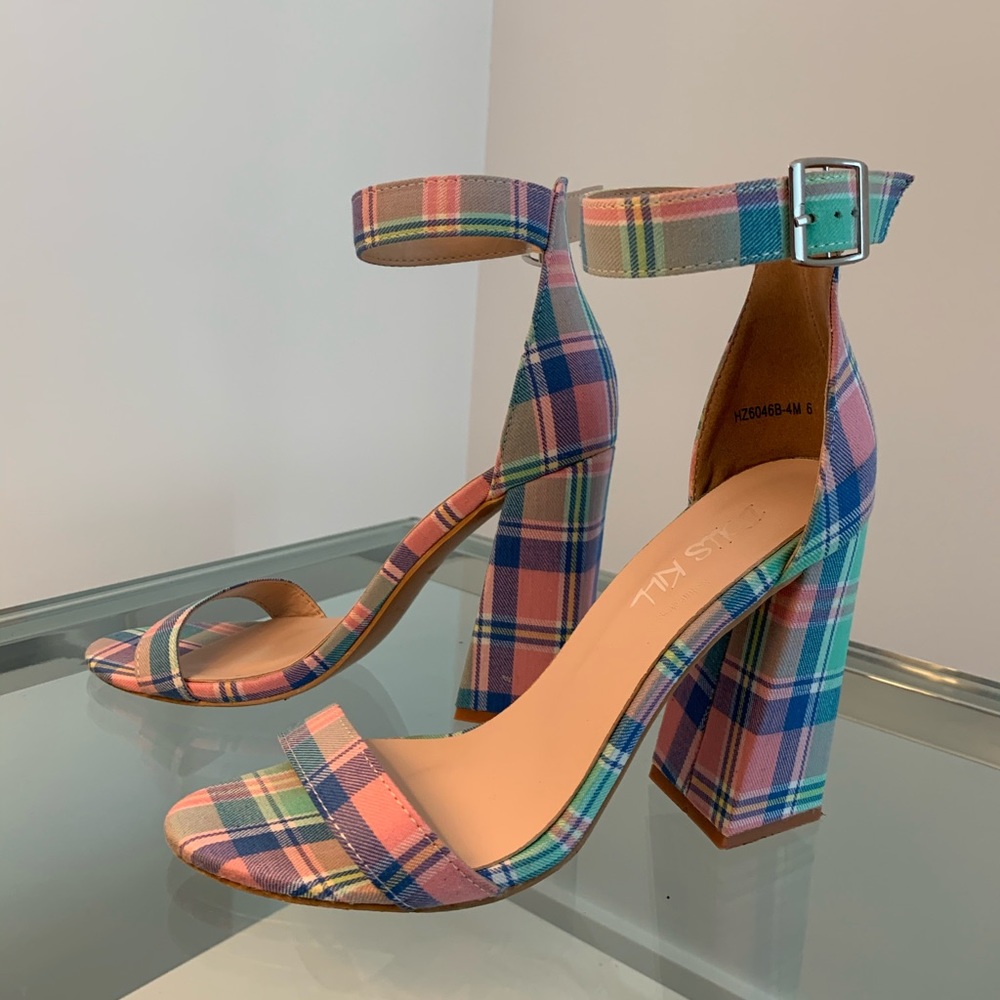 Dolls Kill Plaid Block Heels